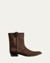 Khaite Brown Calf Leather Bos Taurus Ankle Boots In Brown