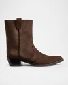 Khaite Brown Calf Leather Bos Taurus Ankle Boots In Brown