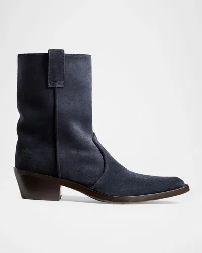 Khaite Clive Suede Ankle Boots In Blue