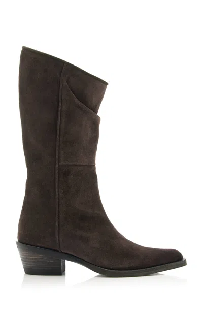 Khaite Clive Suede Knee Boots In Brown