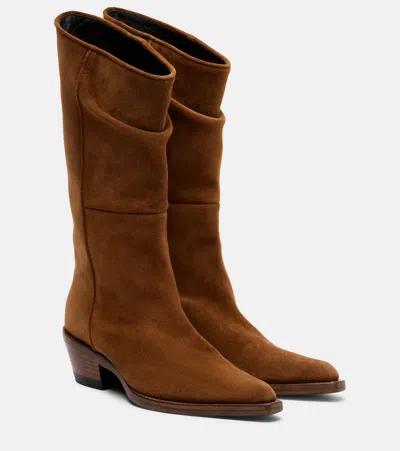 Khaite Clive Suede Knee-high Boots In Brown