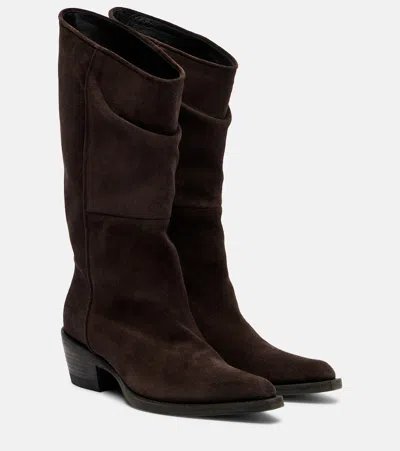 Khaite Clive Suede Knee-high Boots In Brown