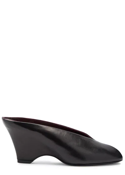 Khaite Cloak 75 Peep-toe Leather Mules In Black