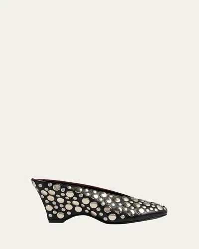 Khaite Cloak Stud Leather Mule Pumps