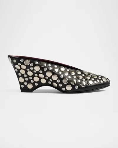 Khaite Cloak Stud Leather Mule Pumps