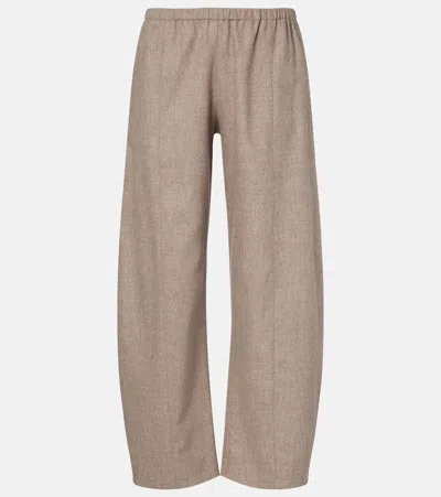 Khaite Clover Cotton Wide-leg Pants In Brown