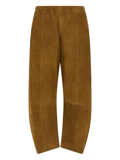 Khaite Clover Elasticated-waist Wide-leg Trousers In Brown