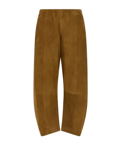 Khaite Clover Elasticated-waist Wide-leg Trousers In Brown