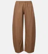 Khaite Clover Mid-rise Wool Barrel-leg Pants In Brown