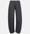 Khaite Clover Mid-rise Wool Barrel-leg Pants In Gray