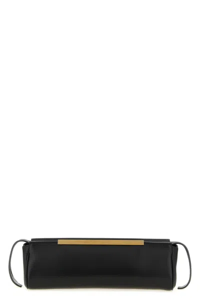 Khaite Clutch With Ribbed Gold-tone Bar In Schwarz