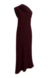 Khaite Coast Asymmetric Merino-wool Midi Dress In Burgundy