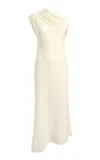 Khaite Coast Asymmetric Merino-wool Midi Dress In Ivory