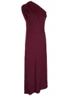 Khaite Coast One-shoulder Wool-blend Maxi Dress In Burgundy