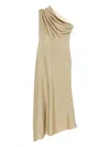 Khaite Coast Draped Midi Dress In Gold