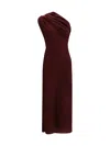 Khaite Coast One-shoulder Wool-blend Maxi Dress In Brown