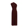 Khaite Coast Pleated Asymmetric Knit Maxi Dress In Red
