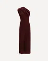 Khaite Coast Pleated Asymmetric Knit Maxi Dress In Burgundy