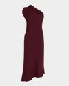 Khaite Coast Pleated Asymmetric Knit Maxi Dress In Red