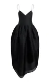 Khaite Colette Sleeveless Shantung Organza Midi Dress