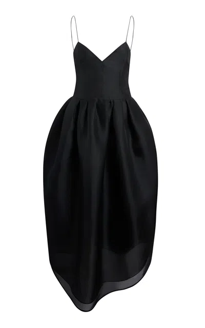 Khaite Colette Sleeveless Shantung Organza Midi Dress