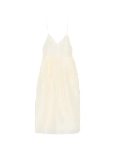 Khaite Colette V-neck Midi Dress In Neutral