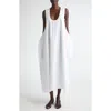 Khaite Coli Cotton-poplin Midi Dress In White
