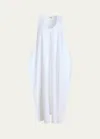 Khaite Coli Cotton-poplin Midi Dress In White