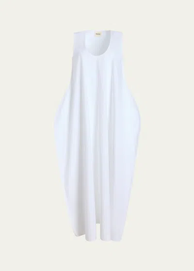Khaite Coli Cotton-poplin Midi Dress In White