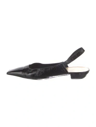 Pre-owned Khaite Colin Patent Leather Slingback Flats In Black