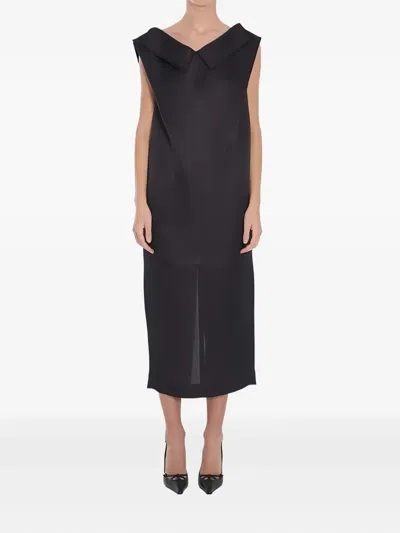 Khaite Collar-detail Midi Dress In Black