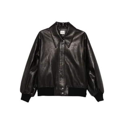 Khaite Collared Leather Jacket In Black