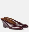 Khaite Colt 75 Leather Wedge Mules In Burgundy
