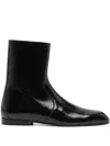 Khaite Colt Glossed-leather Ankle Boots In Black