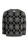 Khaite Colt Argyle Cashmere Sweater In Grey