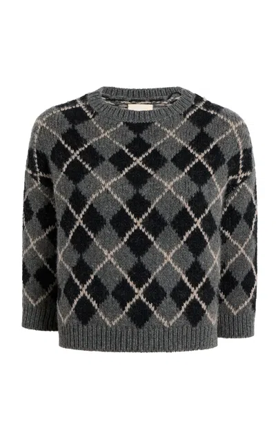 Khaite Colt Argyle Cashmere Sweater In Grey