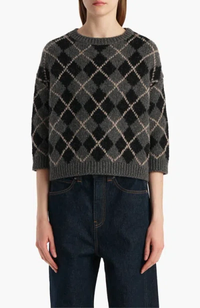 Khaite Colt Argyle Plaid Cashmere Sweater In Gray