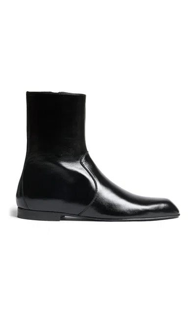 Khaite Colt Leather Ankle Boots In Black