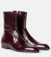 Khaite Colt Leather Ankle Boots In Burgundy