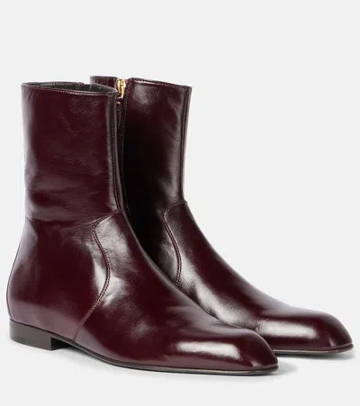 KHAITE COLT LEATHER ANKLE BOOTS