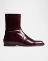 Khaite Colt Leather Ankle Boots In Burgundy