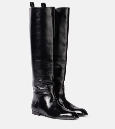 Khaite Colt Knee-high Riding Boots With Glossy Finish In Black