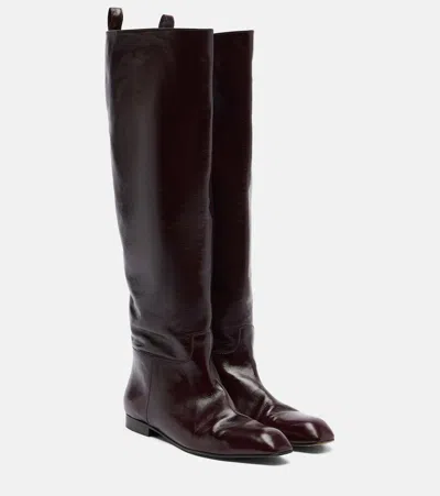 Khaite Colt Leather Knee-high Boots In Burgundy