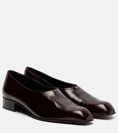 Khaite Colt Leather Loafers In Burgundy