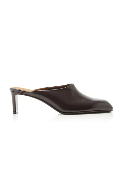 Khaite Colt Leather Mules In Burgundy