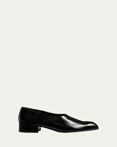 Khaite Colt Leather Slip-on Loafers In Black
