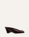 Khaite Colt 75 Leather Wedge Mules In Burgundy