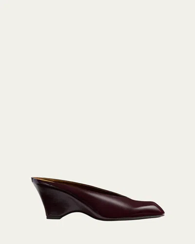Khaite Colt Leather Wedge Mules