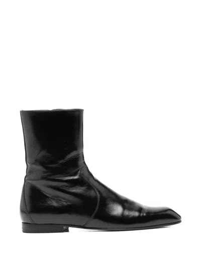 Pre-owned Khaite Colt Side-zip Ankle Boots In Black