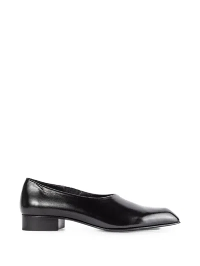 Khaite Glossy Leather Slip-on Moccasins With Squared Toe In Black